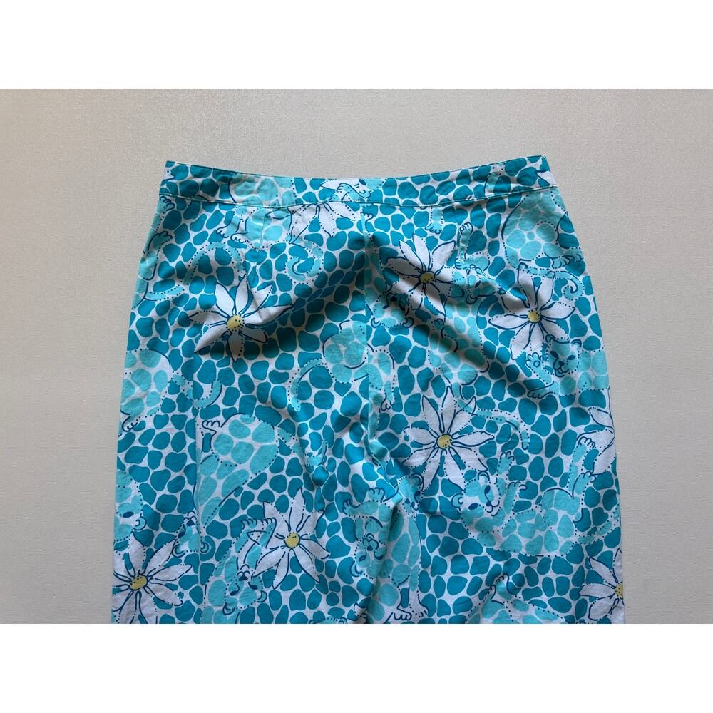 Lilly Pulitzer Women's Blue White Floral Cotton Blend Cropped Pants/Capri Size 8 - Picture 6 of 10